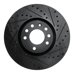 Cadillac BLS Brake Rotor (1) - Front Right - R1 Concepts - Drilled & Slotted - Black - `03-`11